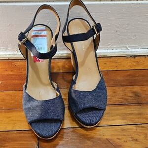 Tommy Hilfiger Black Wedge Shoes with Adjustable Ankle Strap